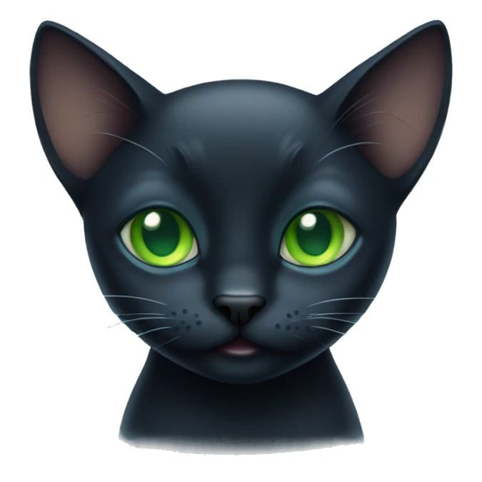 cute black cat with green blue eyes sticker