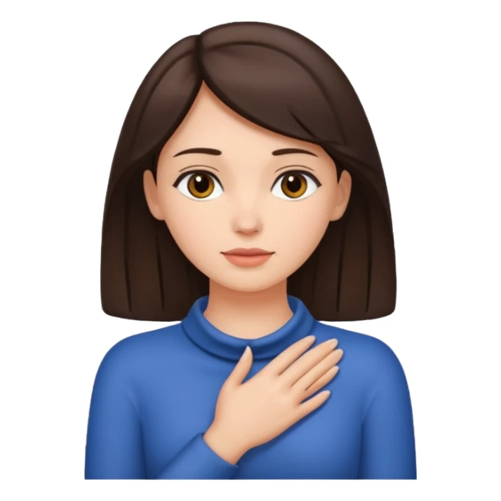 a brunette woman with two hands on her neck sticker