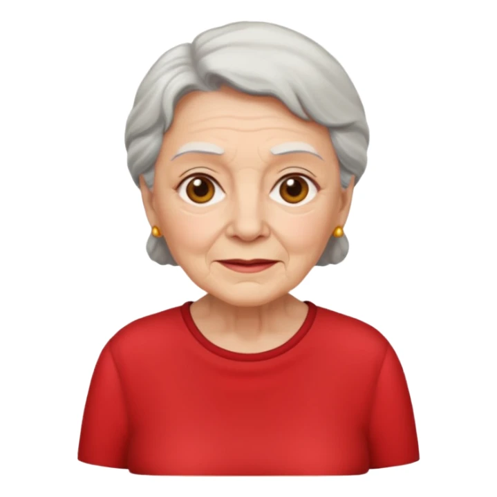 elderly woman with red shirt sticker
