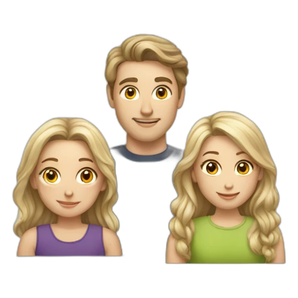 Caucasian man woman boy and two girls sticker