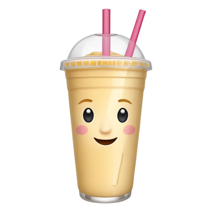 un vector de vaso de batido animado, de caricatura, con tapa y pitillo, que tenga brazos y piernas, cara tierna y que inspire confianza y amabilidad sticker