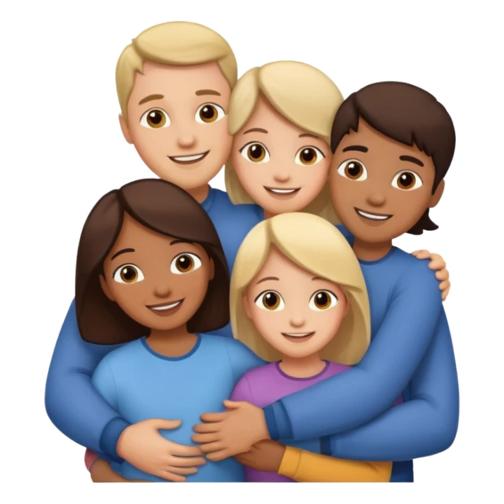 family of 5 hugging each other sticker