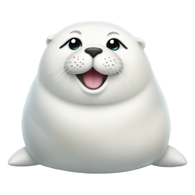 happy fat fluffy white seal sticker