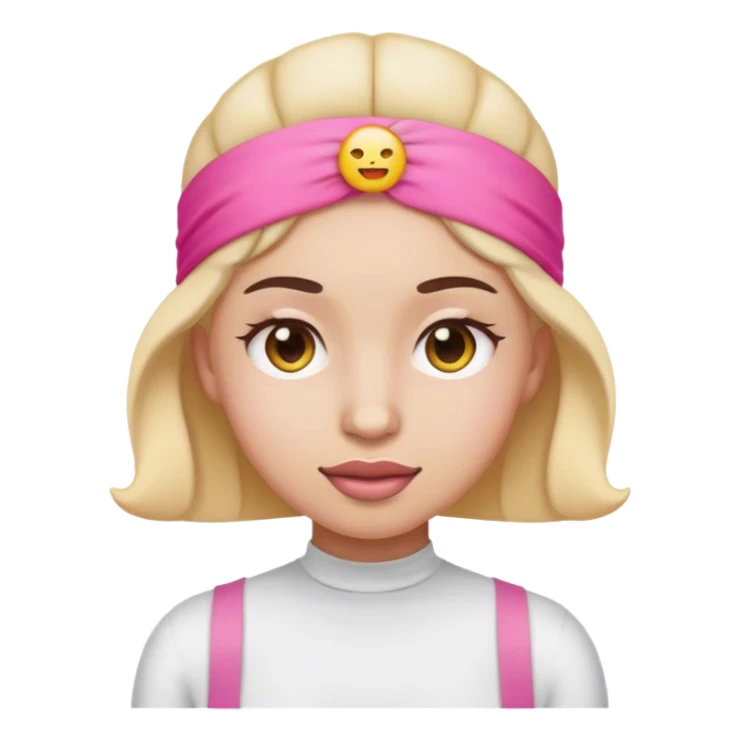 Emoji diet under eyes and pink headband sticker