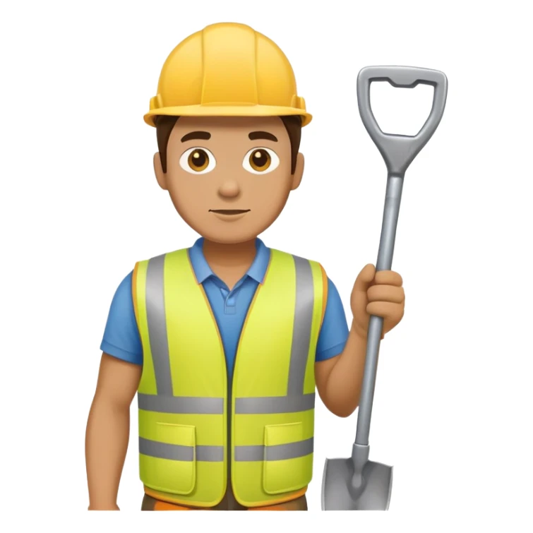 man digging with a shovel, wearing a yellow vest sticker