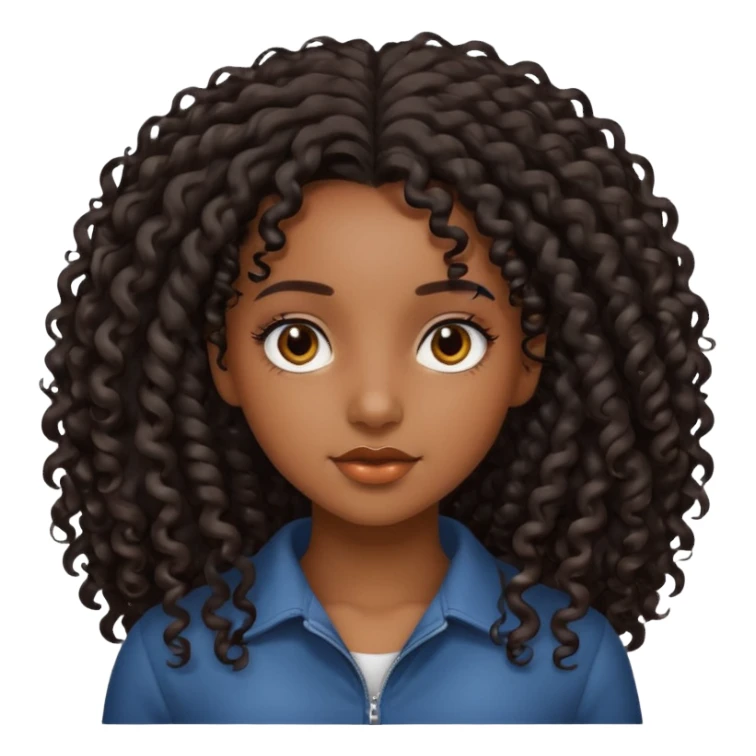 Black girl with long curly hair sticker