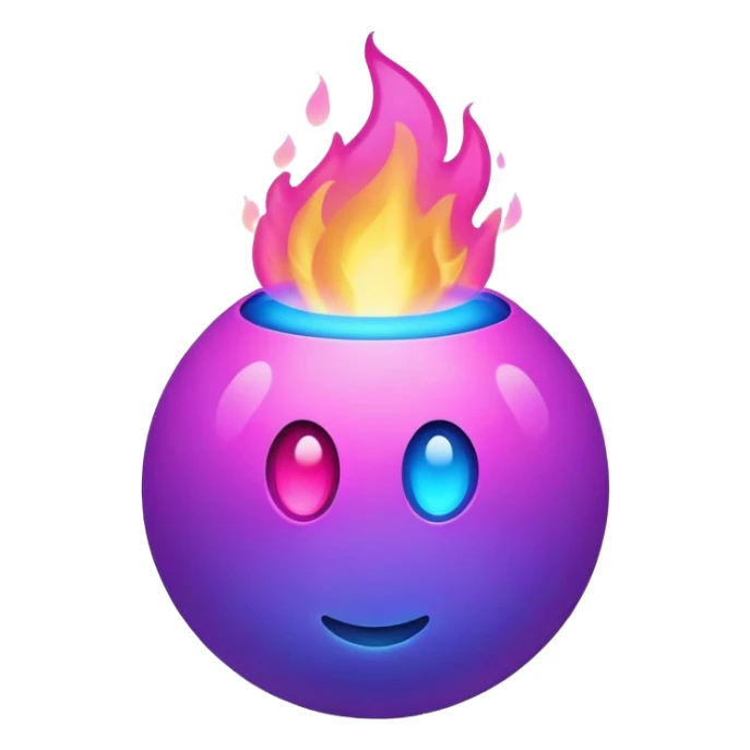 purple pink blue ball with purple fire sticker