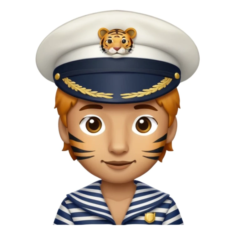 Tiger sailor with navy hat and striped shirt sticker