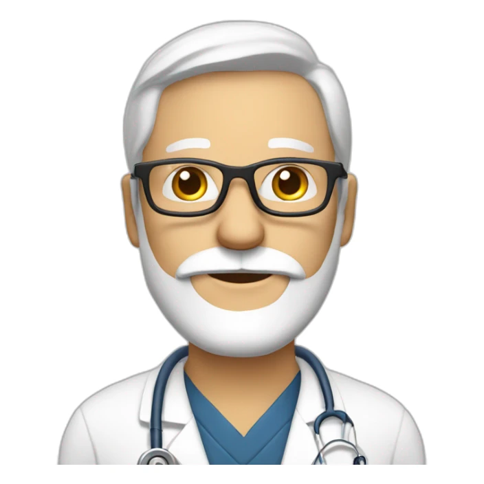 mature man with white beard, doctor, shicky reading glasses sticker