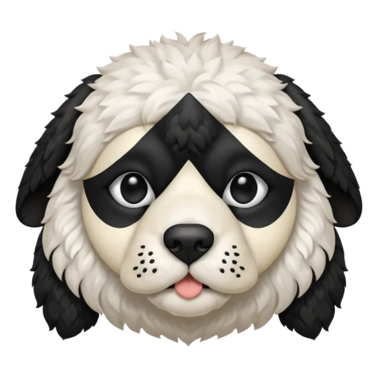 black and white cockapoo - give him a white chest, black ears and black fur covering his eyes, but then a white snout and an upside down white triangle-shaped patch of fur on his forehead sticker