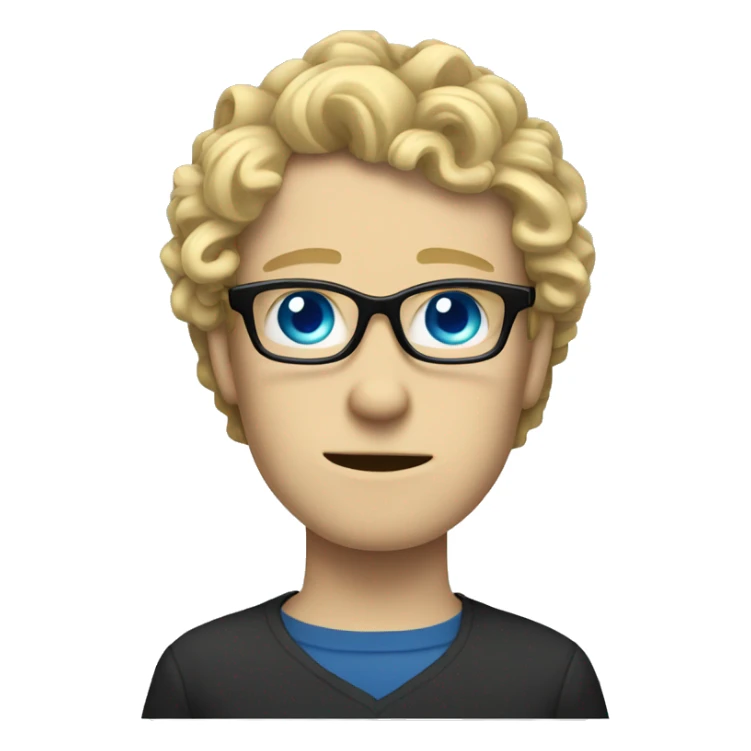 long curly blonde hair white guy with blue eyes and glasses who is emo sticker