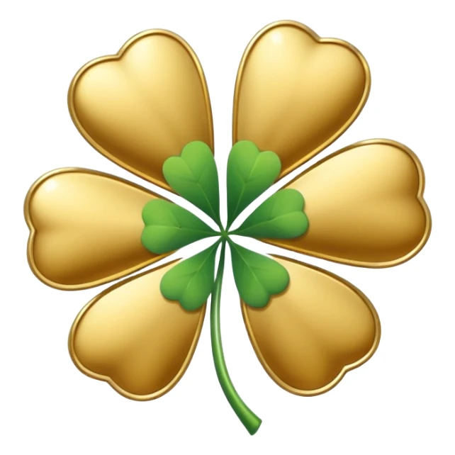 Gold outline and white four leaf clover emoji  sticker