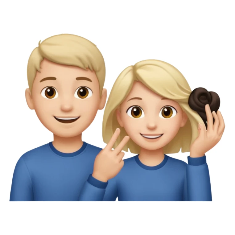 a boy putting a girls hair behind her ear gesture sticker