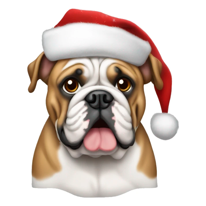 English bulldog with christmas hat sticker