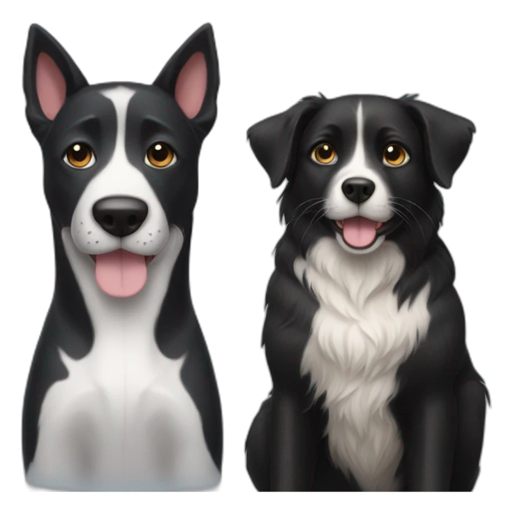 happy black dog next to calico cat sticker