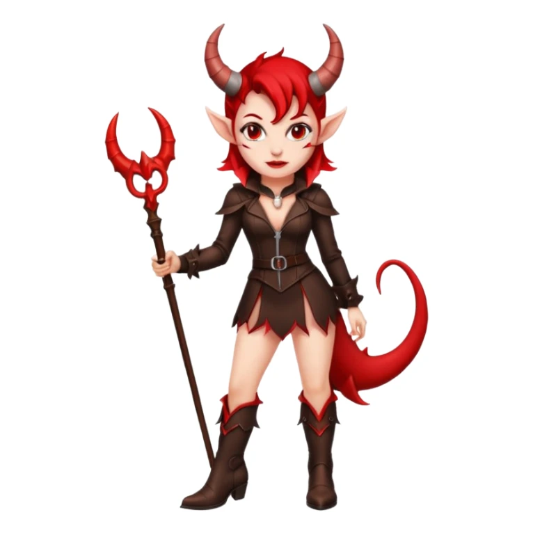 I need a female devil wearing leather boots emoji sticker