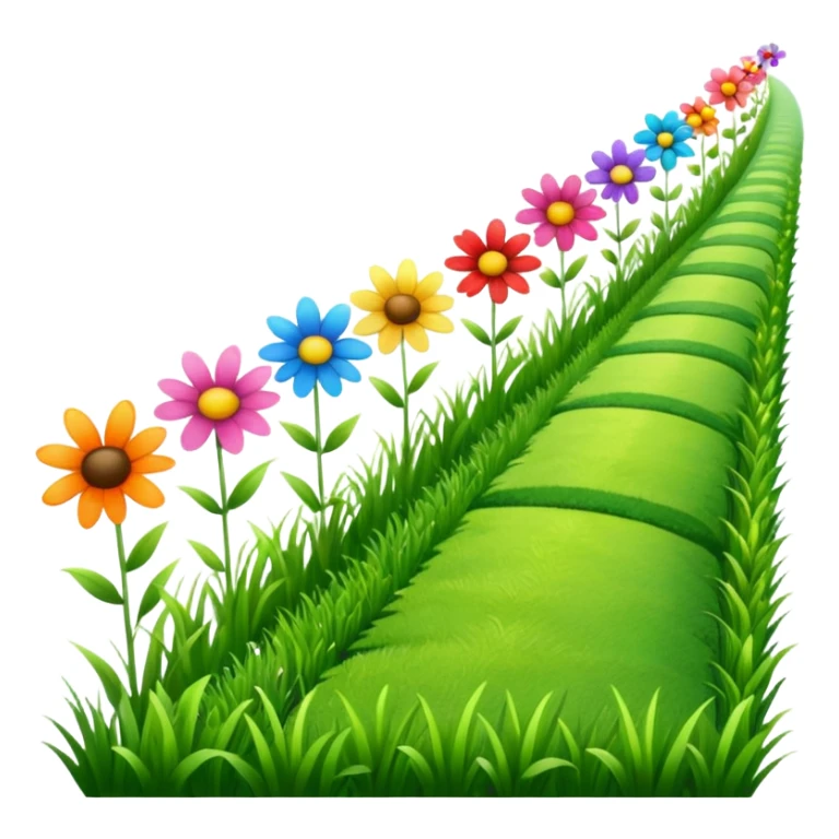 a row of flowers and grass extended far in a stright line sticker