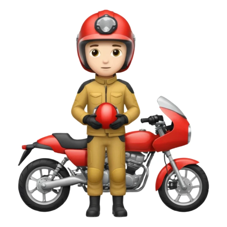 A boy stand with Motorbike sticker