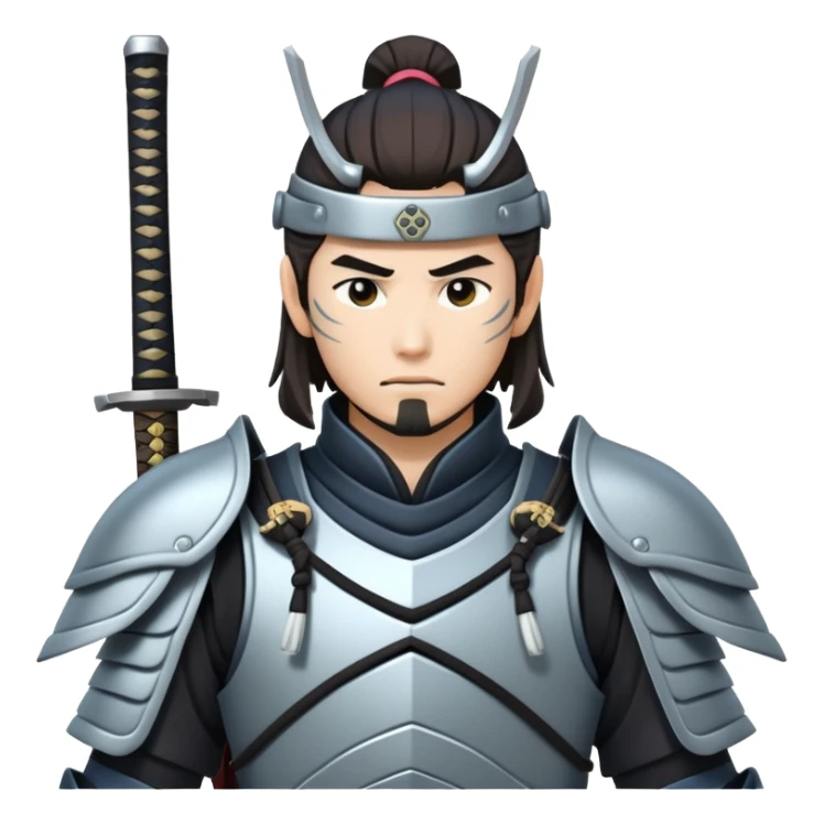 male tech nomad samurai with cybernetic armor and katana sticker