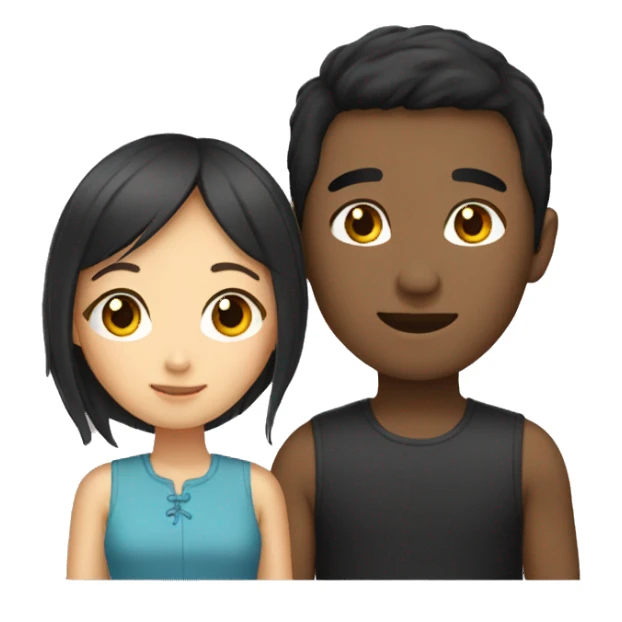 asian girl and black boy couple sticker