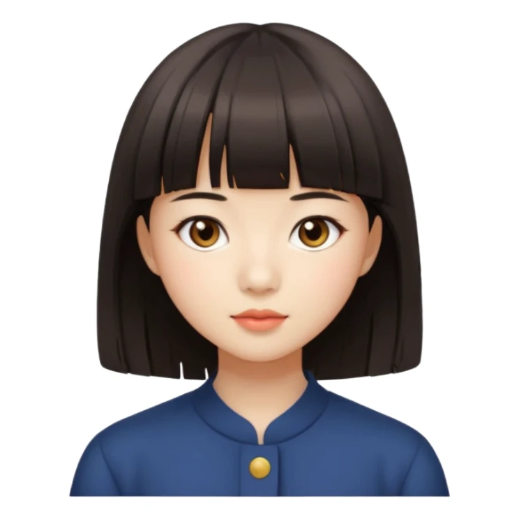 asian girl blunt fringe shoulder length hair sticker