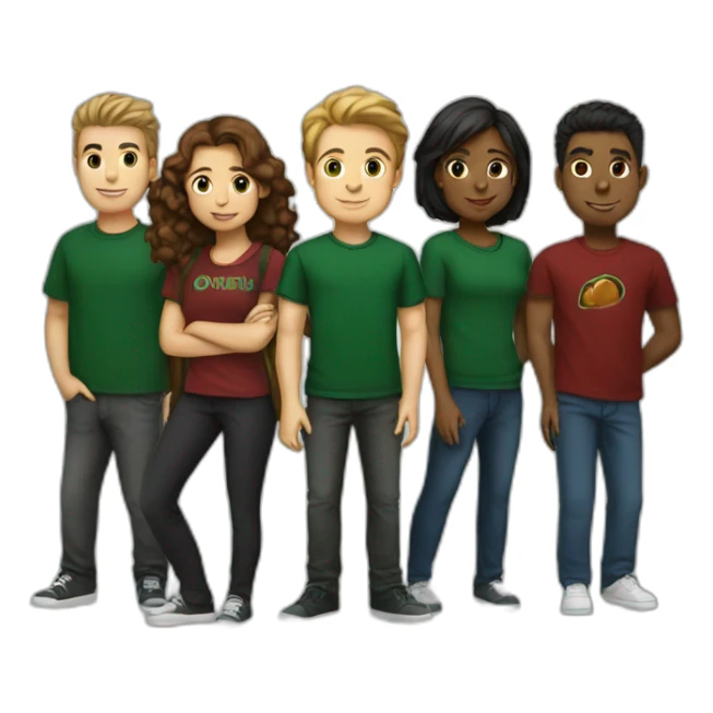 student club of 7 members with dark green shirt sticker