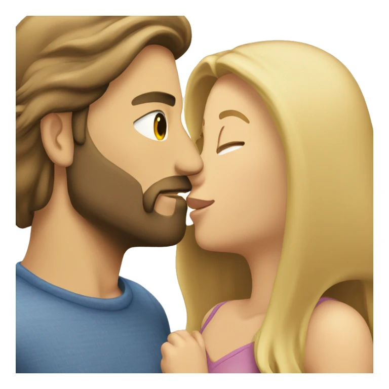 Brunette guy with beard kissing blond girl with long hair sticker