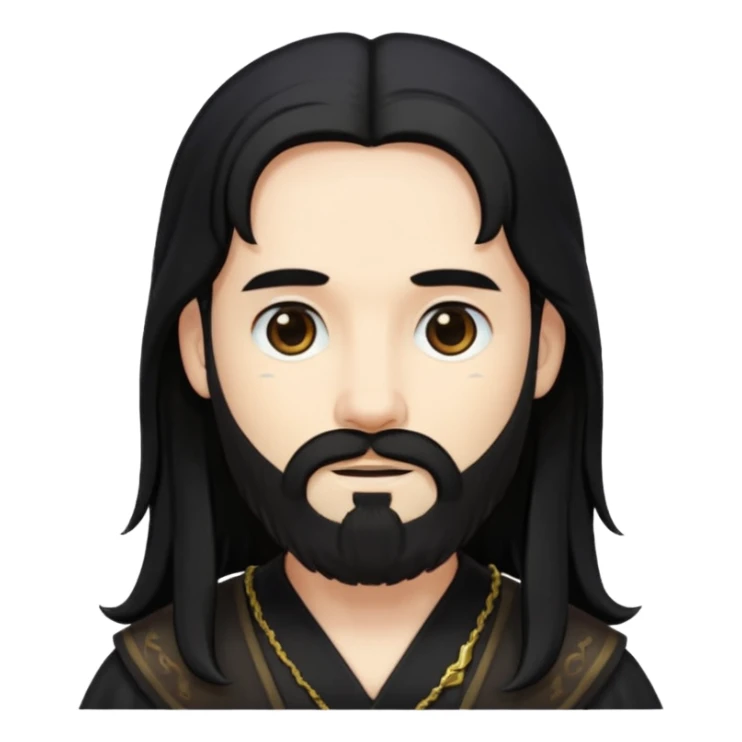Pluto from Olympus Gods with long black hair and beard, black tunic sticker
