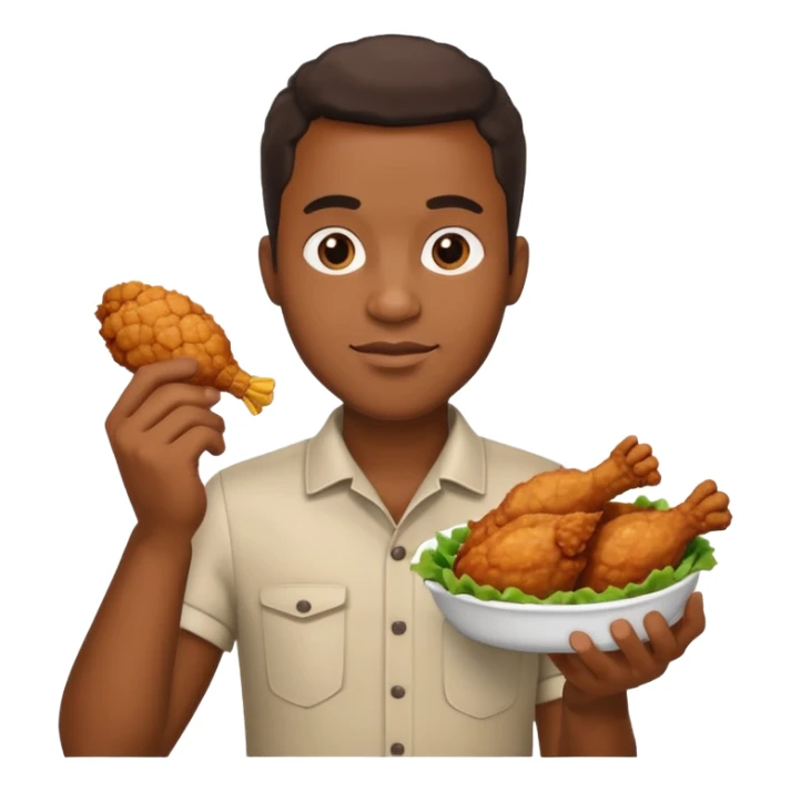 Black man holding a piece of fried chicken sticker