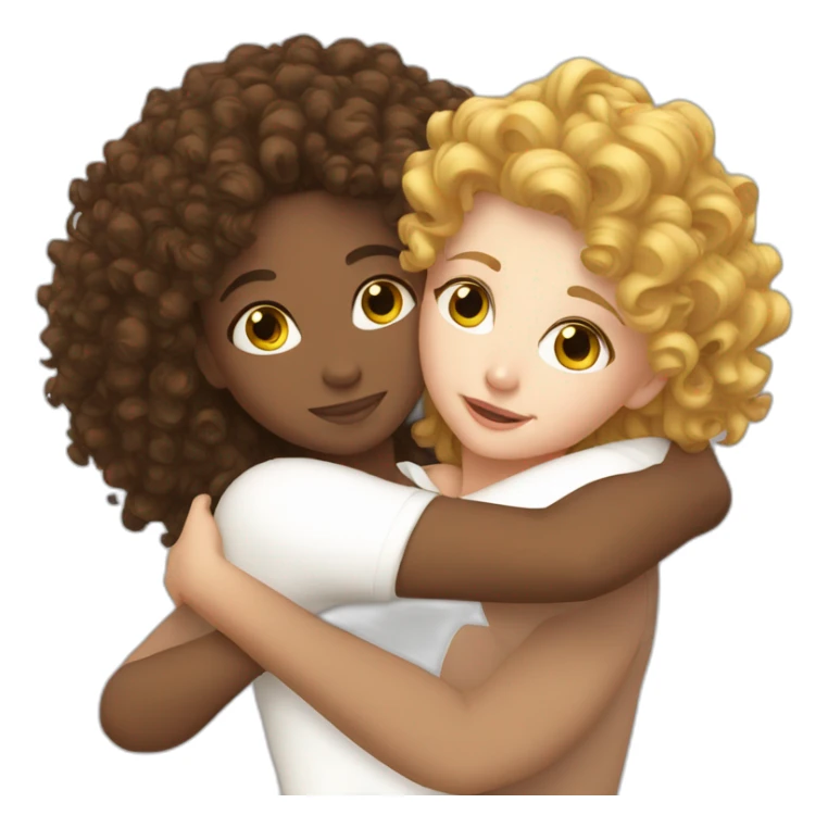 Curly hair white Girl hugs white girl sticker