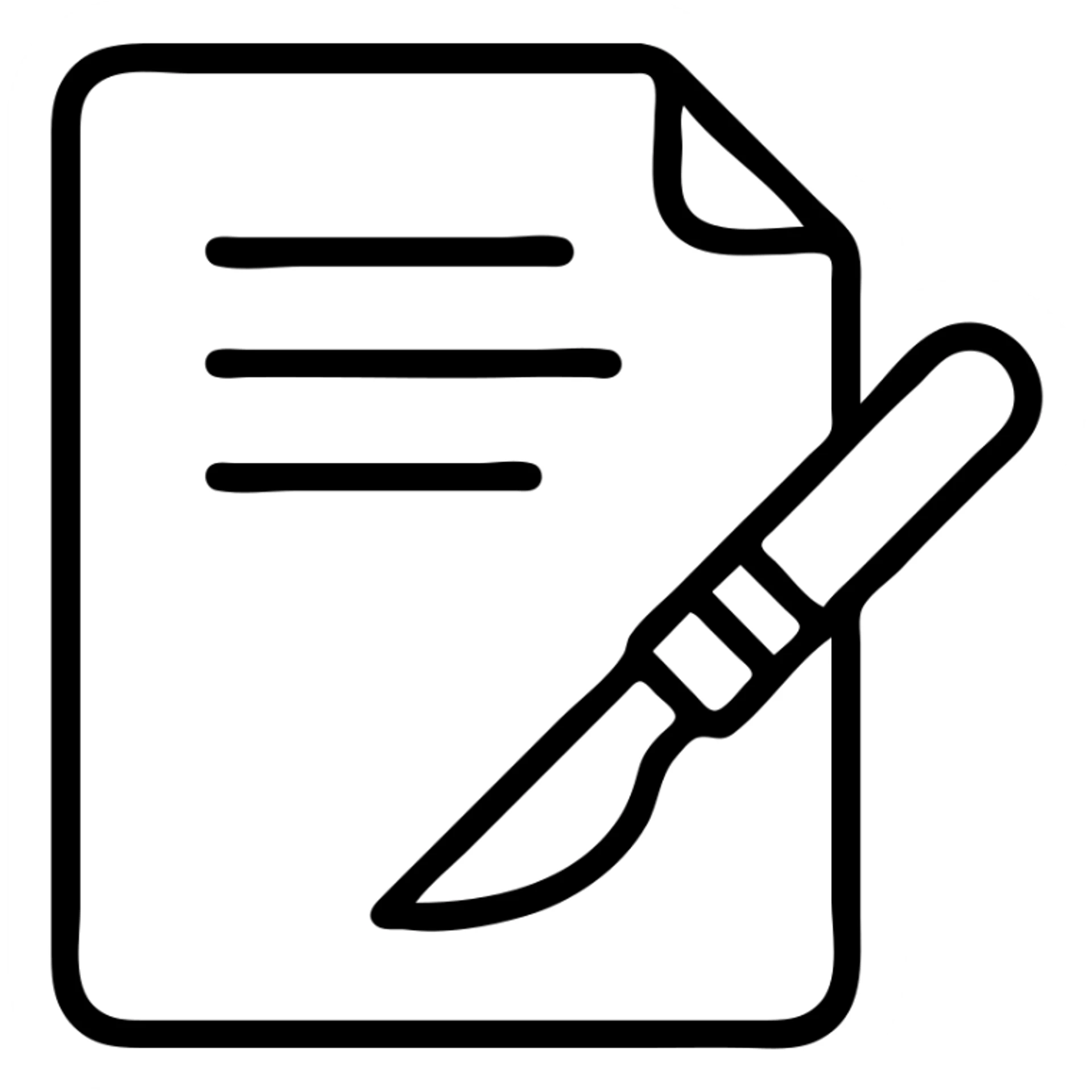 document with a scalpel, evokes academic rigor and specificity sticker