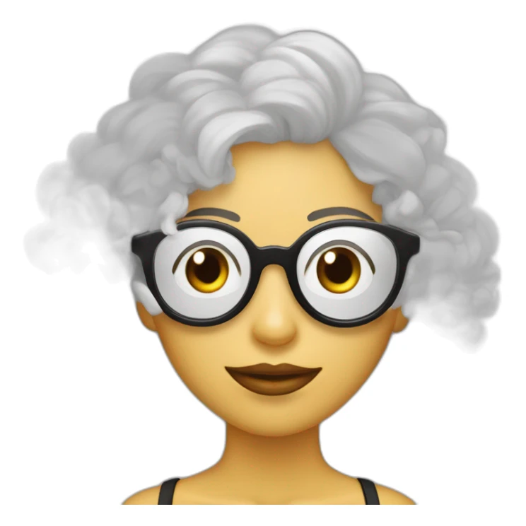 mujer gafas piel blanca pelo negro largo con camarones sticker