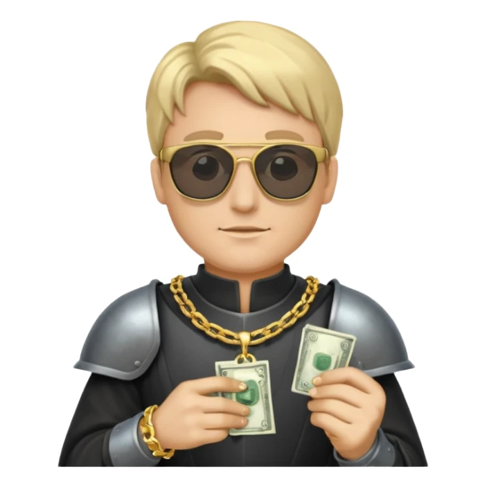 Knight with gold chain dark glasses money sticker