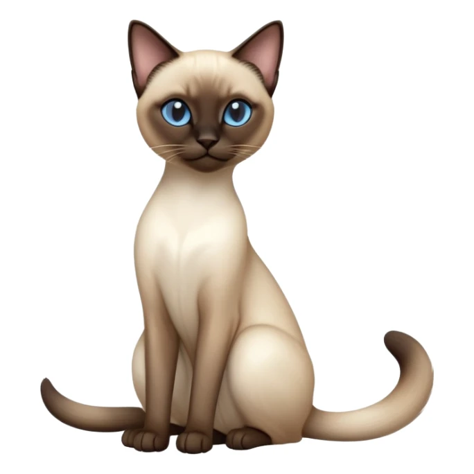 cinematic-[siamese cat]-realistic-full-body-sitting-emoji,-tail-curled-playfully-around-its-paws,-head-tilted-dramatically,-sleek-[siamese]-fur,-simplified-yet-realistic-focused-features,-highly-detailed,-glowing-with-an-almost-sarcastic-glow sticker