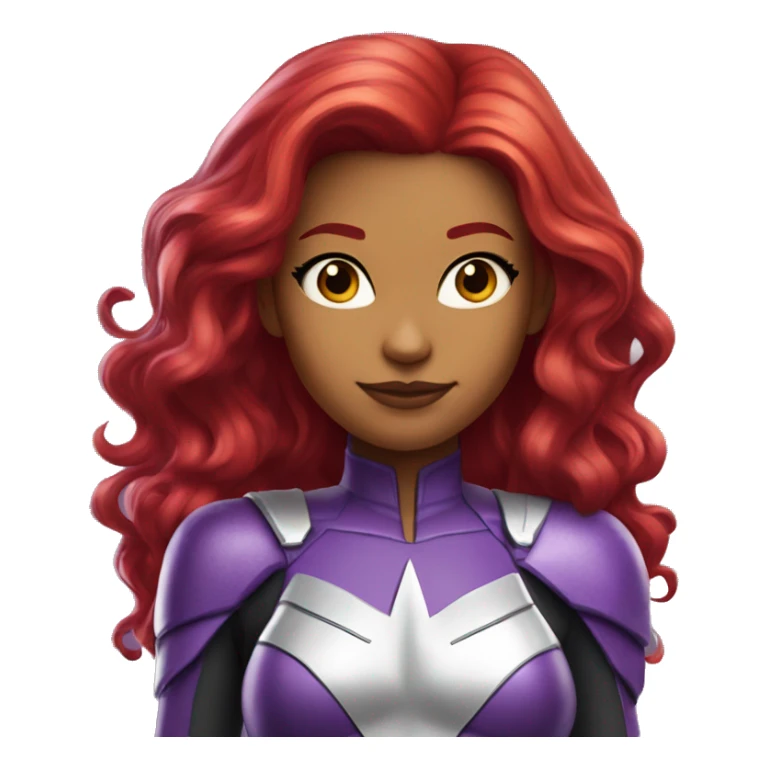 dc comics starfire firey red hair; purple and silver outfit sticker