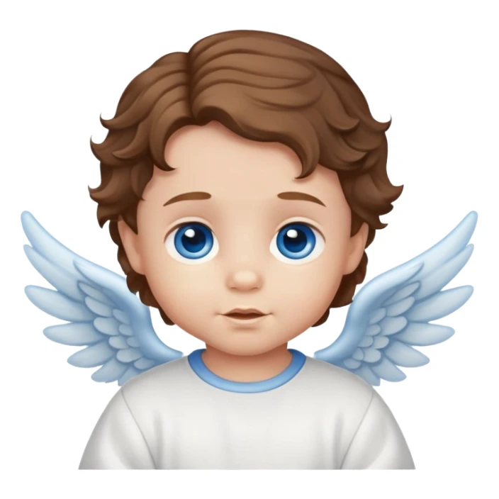  Baby boy angel with brown wavy hair blue eyes sticker