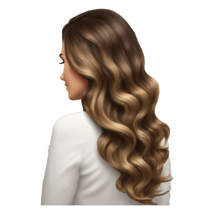 White girl with long voluminous brown  with boa k highlights balayage sticker