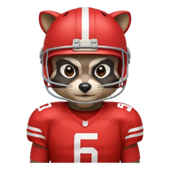 american football player raccoon red sticker