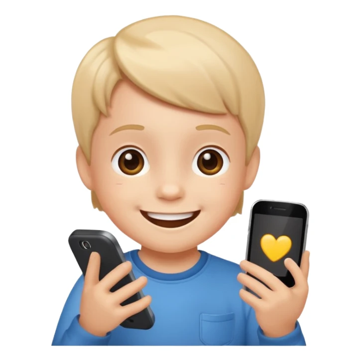 little kid playing with a phone sticker