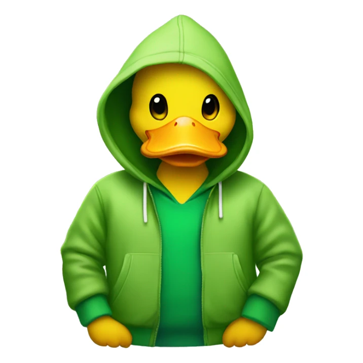 Yellow duck wearing a green hoodie  sticker