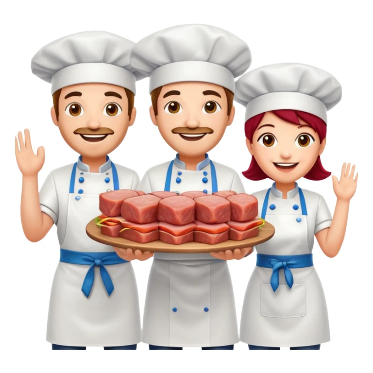 spam artists welcoming guests at a spam meat exhibition  sticker