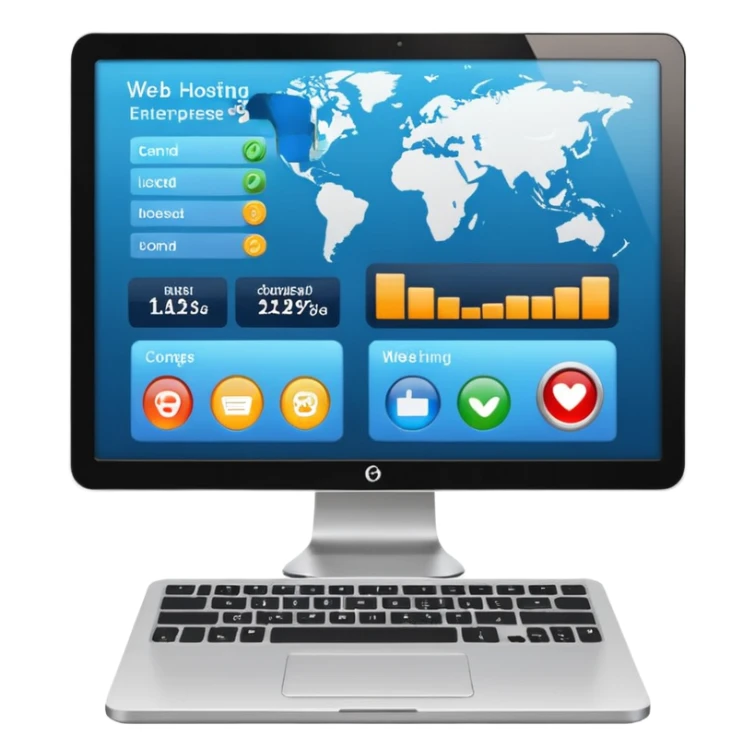 web hosting enterprise plan, ordinateur avec logo d'entreprise sticker