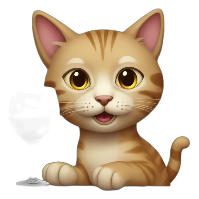 cat with a glass of wine sticker