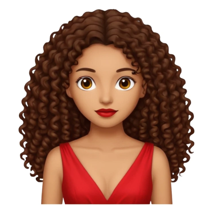 Woman light brown skin long dark curly hair sticker