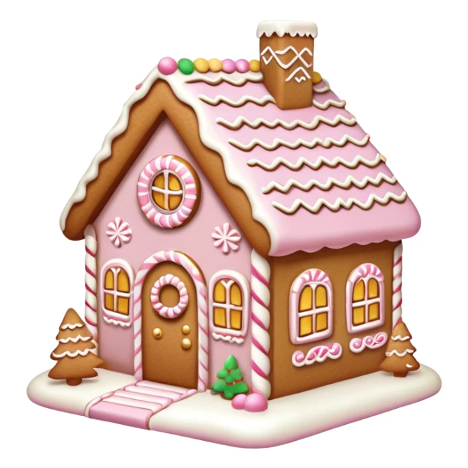 light pink and gold and white gingerbread house sticker
