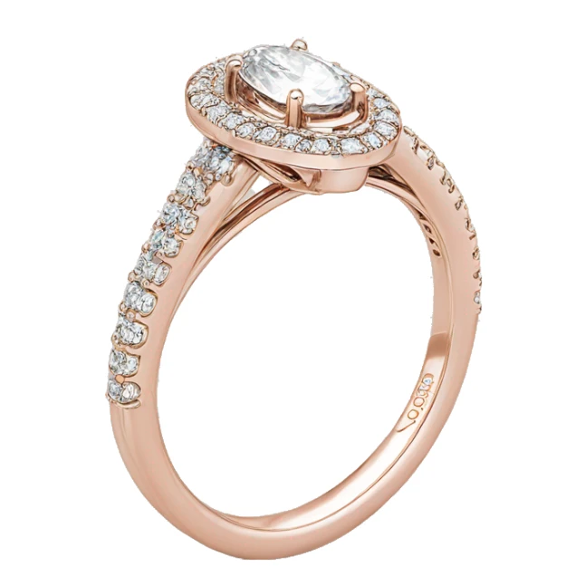 Rose gold wedding band with halo oval diamond  sticker