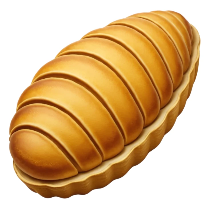 
A clam-shaped bread without a tail. It is long and narrow. Madeleine bread sticker