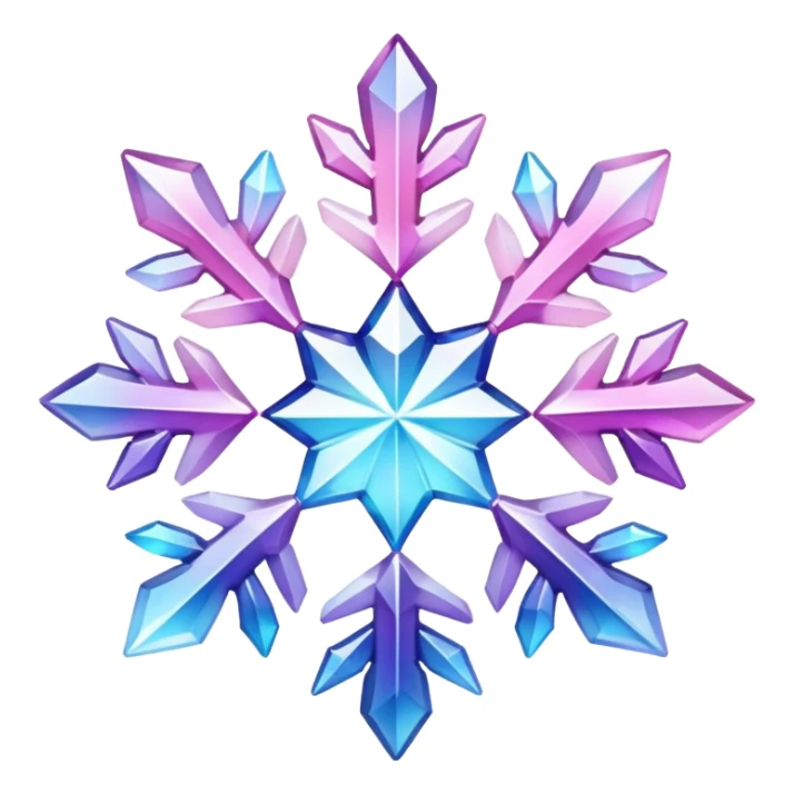Gradient iridescent Pastel Pink violet blue white crystal gemstone snowflake  sticker
