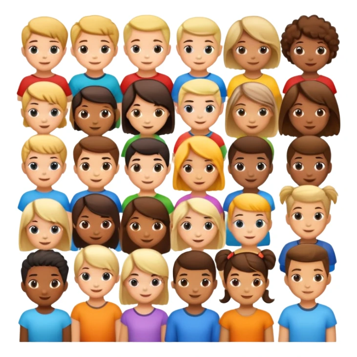 different children's hairstyles, cheerful and diverse sticker