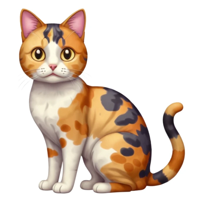 full body anxious looking colourful patchy calico tabby cat sticker